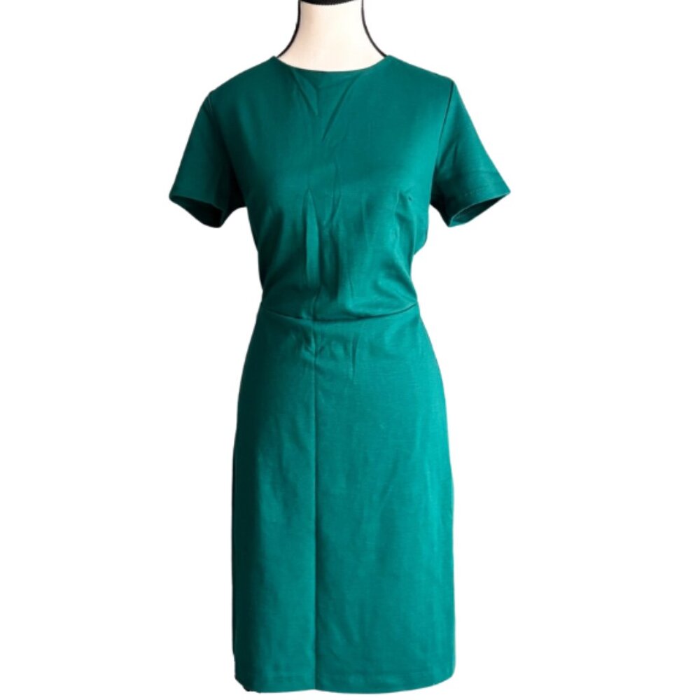 EMERALD GREEN COTTON BLEND DRESS, SZ. M TALL